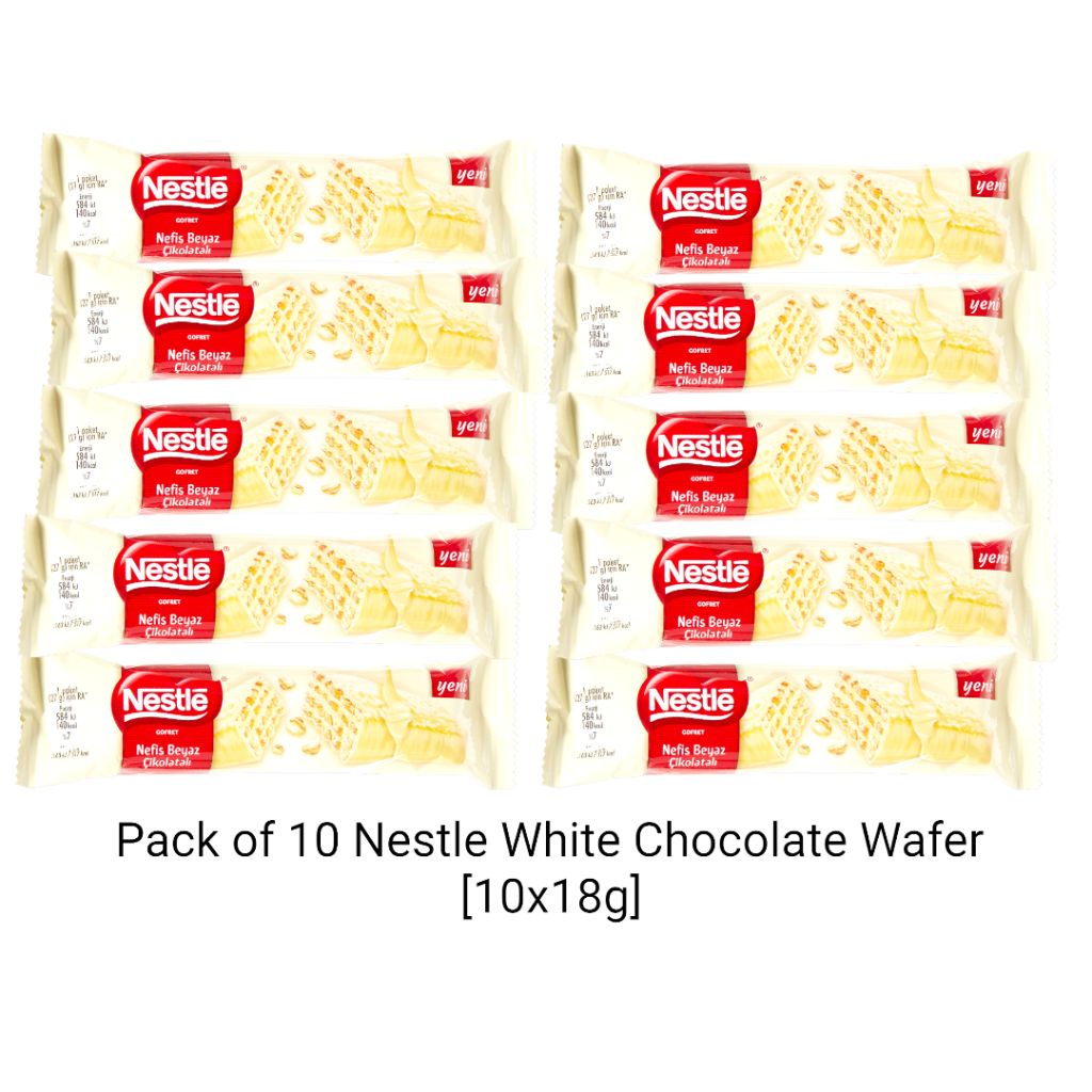 Pack of 10 Nestle White Chocolate Wafer 18g – FETA Mediterranean